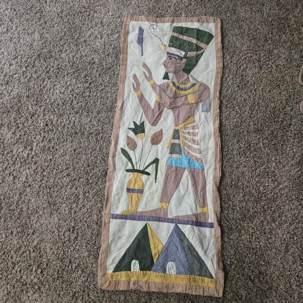 Vintage egyptian tapestry 44x17‎ Beautifully Hand Made.